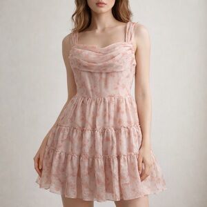 Berlinnova New  Pink Floral Mini Prom Dress size 20W lined zipped babydoll